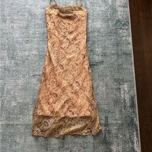 Elegant Paisley Print Sand Color MIDI Dress